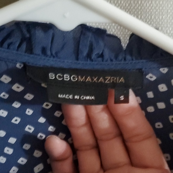 Bcbg navy blue white square blouse - Picture 2 of 5